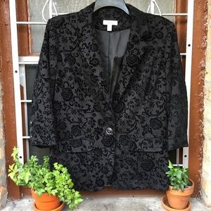 Dressbarn flocked floral dressy blazer 3/4 sleeve